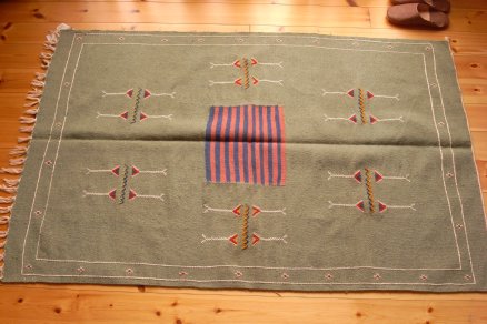 画像: モロッコ手織りラグ１５　うす緑