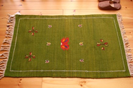 画像: モロッコ手織りラグ２　緑